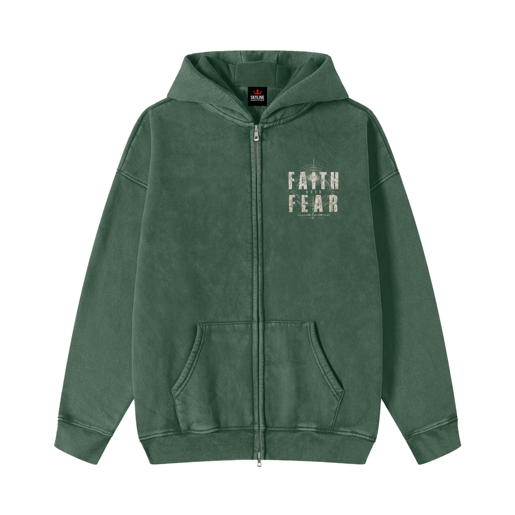 Faith Over Fear Snow-Wash Zip Hoodie