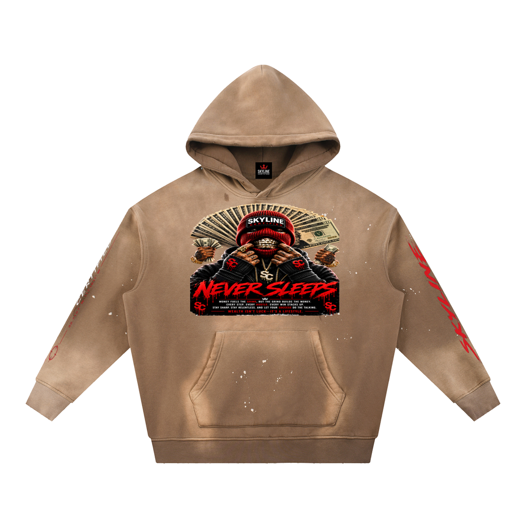 Never Sleep Vintage Fleece Hoodie