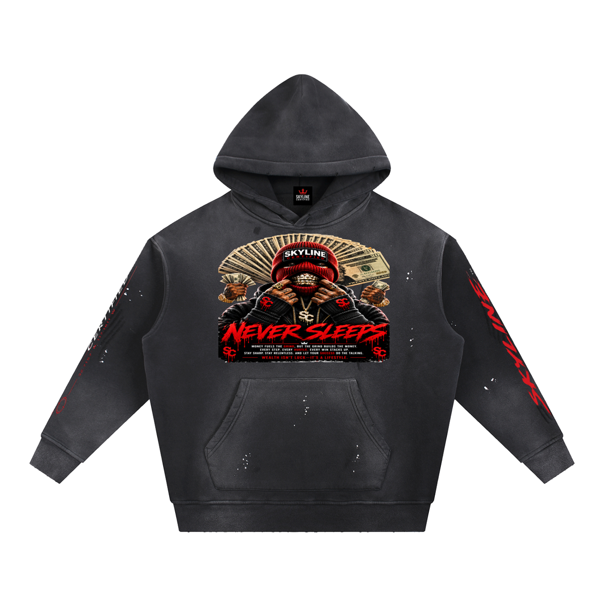 Never Sleep Vintage Fleece Hoodie