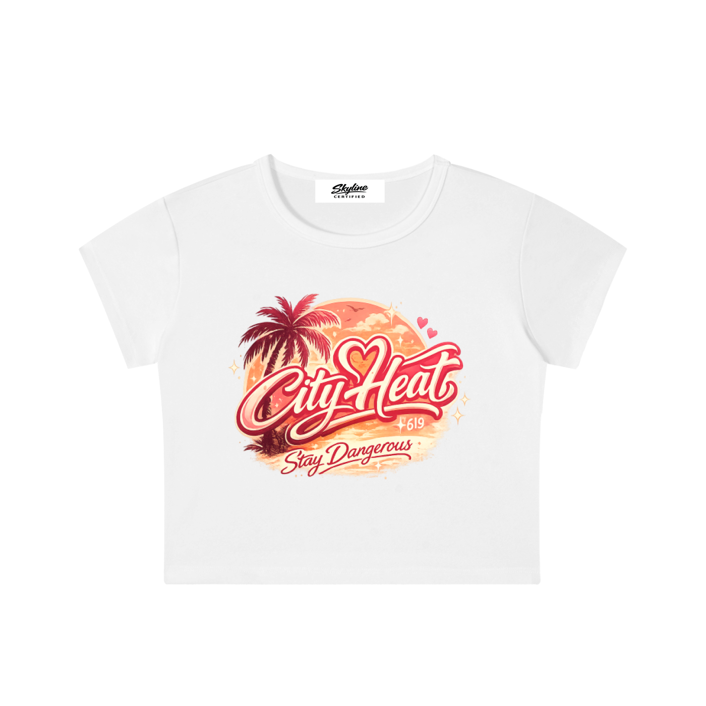 City Heat "Stay Dangerous" Snow Washed Crop Top