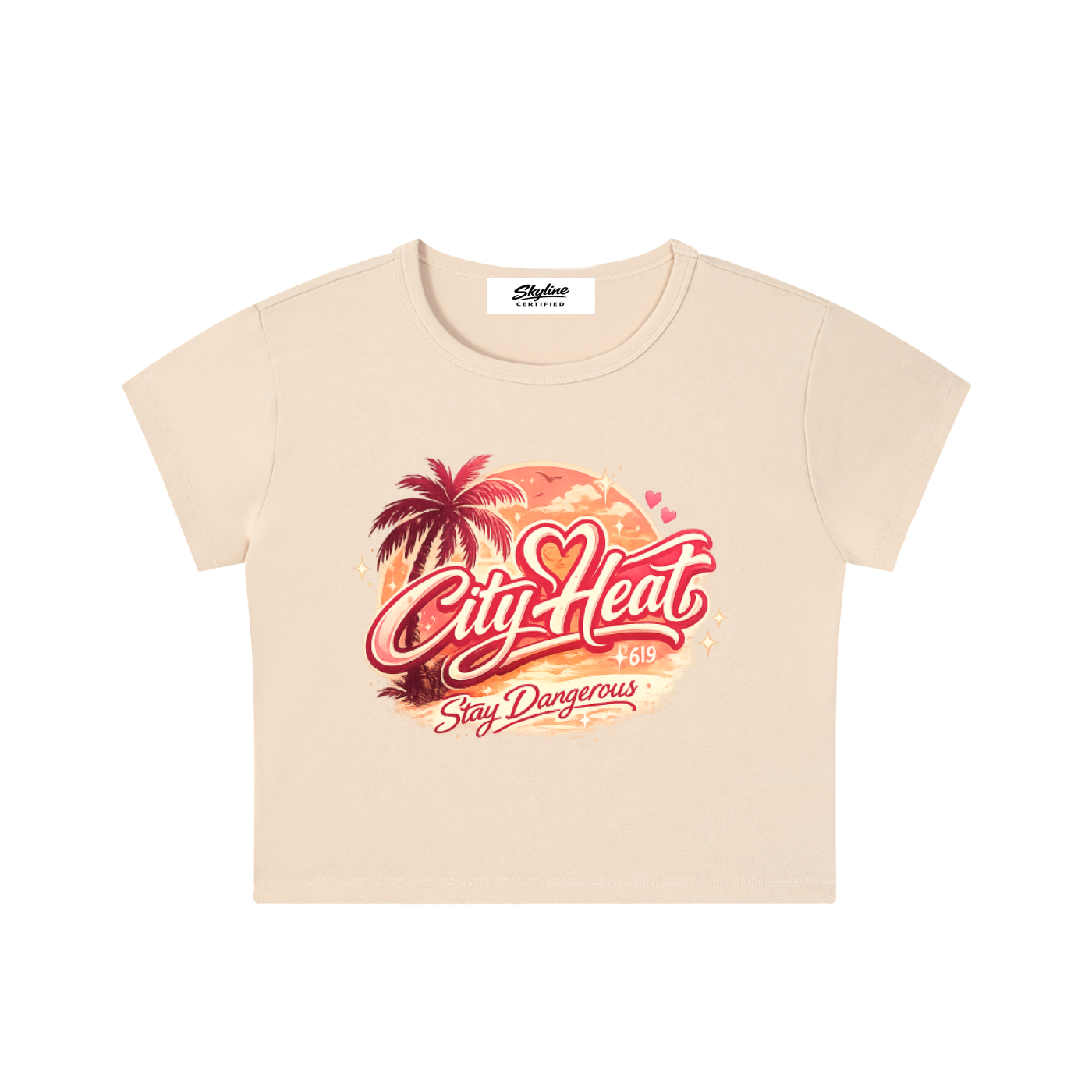 City Heat "Stay Dangerous" Snow Washed Crop Top
