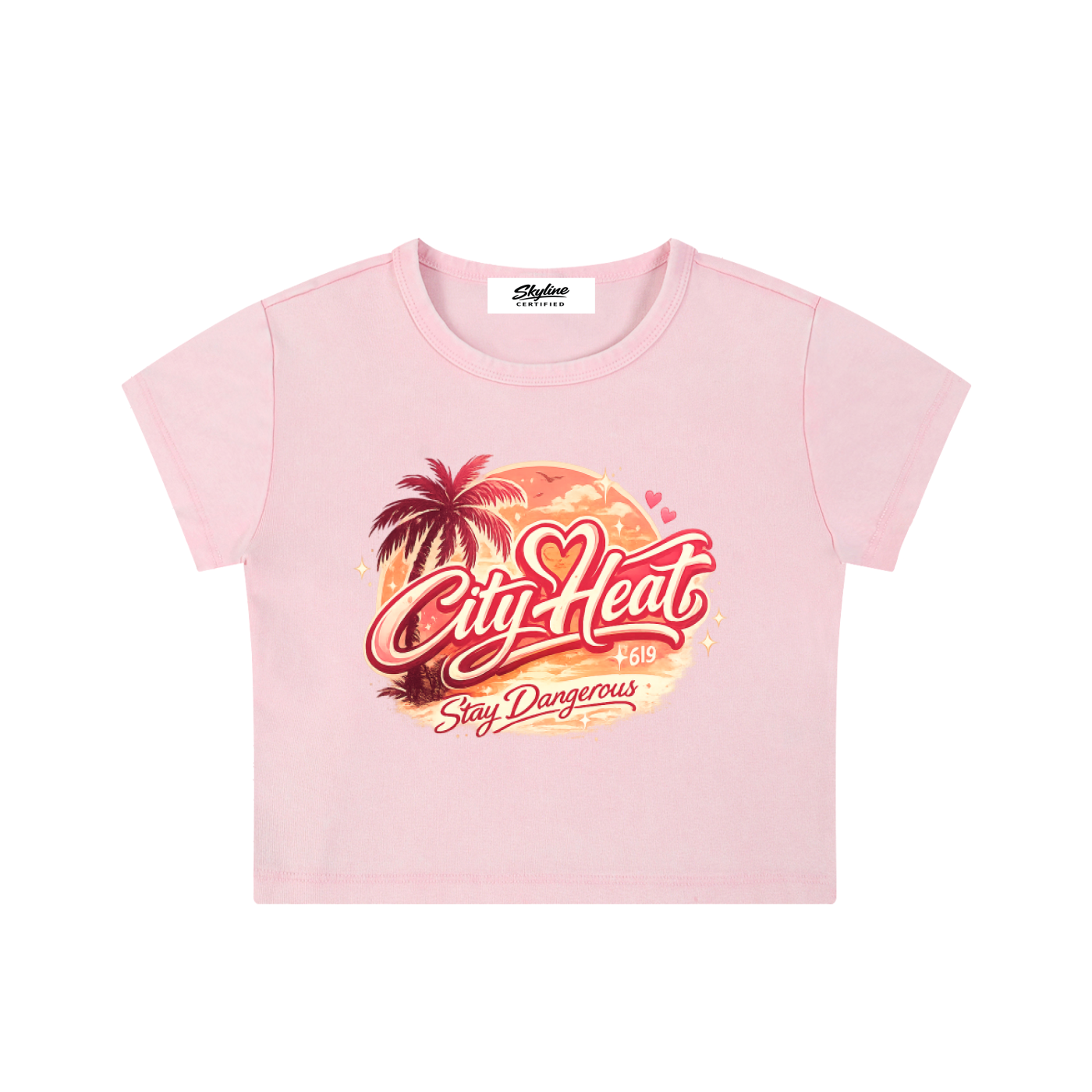 City Heat "Stay Dangerous" Snow Washed Crop Top