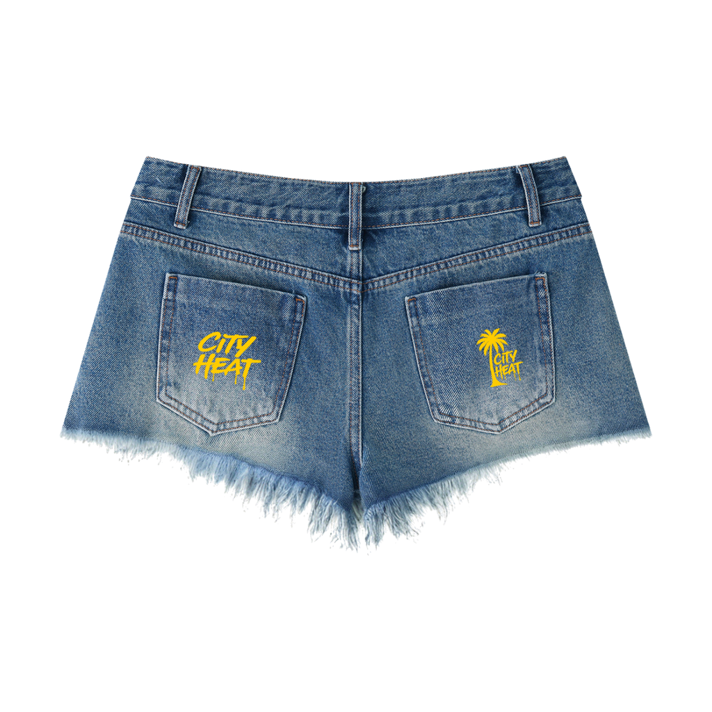 City Heat Raw Hem Denim Shorts