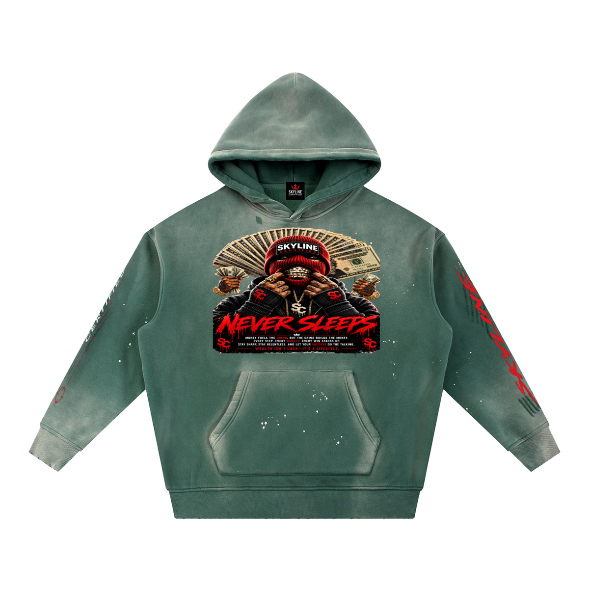 Never Sleep Vintage Fleece Hoodie