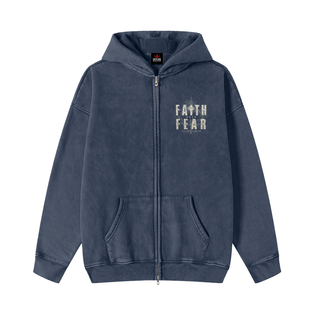 Faith Over Fear Snow-Wash Zip Hoodie